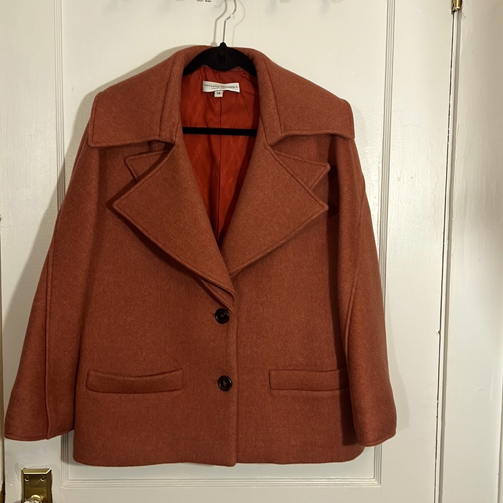 Gorgeous Carolina Herrera Wool Cashmere Blend Jacket 14 Sleeves altered